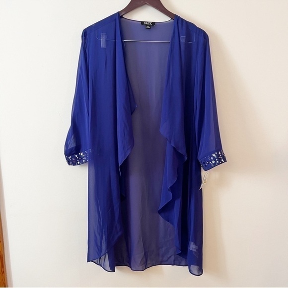 SLNY Beaded Jewel Chiffon Cardigan Open Front Size 14P NEW 9270367 - Picture 1 of 8